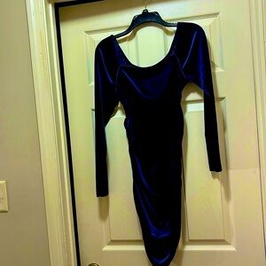 ULTRA FLIRT vibrant blue velvet midi dress.